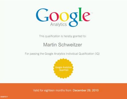 Google Analytics Zertifizierung - Martin Schweitzer Berlin-Lankwitz