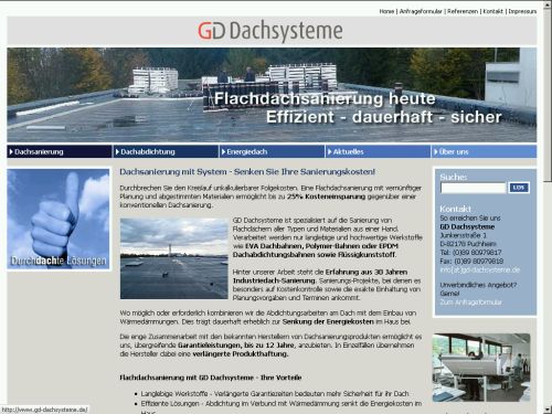 GD Dachsysteme - Redaktion der Website Inhalte