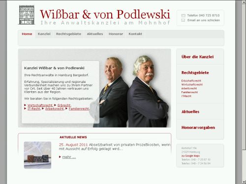 Kanzlei Wißbar & von Podlewski – Website Texte Optimierung